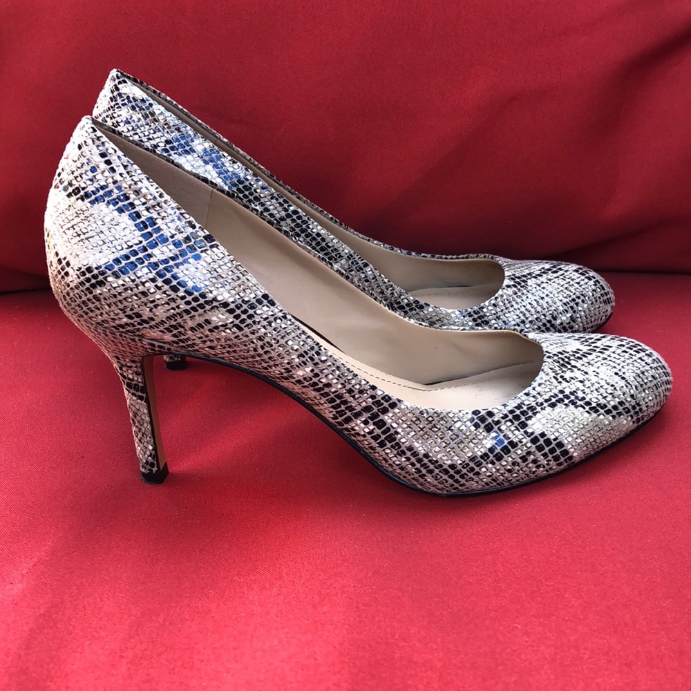 Vince Camuto Python Snake Print Gray Heels - image 1